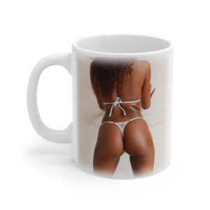 New Sexy Brown Skin Model From The Rear In White Bikini Coffee Mug